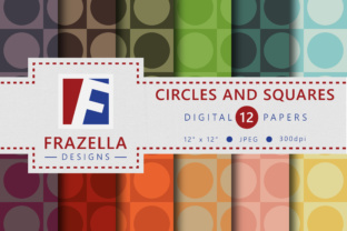 Circles and Squares Retro Digital Paper Collection