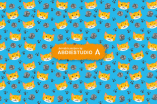 Doodle Drawing Kitten Cat Seamless Pattern