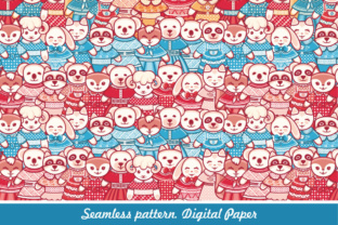 Lovely Animals Seamless Pattern Digital Scrapbook Paper